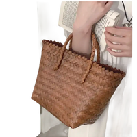 Woven brown tote bag.