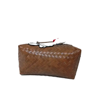 Woven brown rectangular basket.