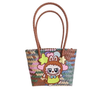 Woven tote bag with cartoon character.