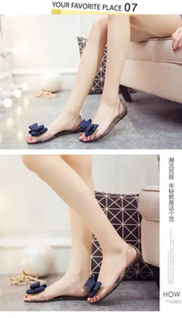 Women Sandals Open Toe Summer Jelly Shoes Woman Fashion Butterfly-knot Flat Sandals Women Beach Shoes Slip On Flip