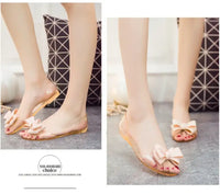 Women Sandals Open Toe Summer Jelly Shoes Woman Fashion Butterfly-knot Flat Sandals Women Beach Shoes Slip On Flip