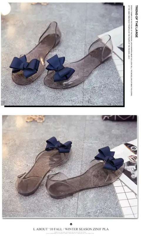 Women Sandals Open Toe Summer Jelly Shoes Woman Fashion Butterfly-knot Flat Sandals Women Beach Shoes Slip On Flip