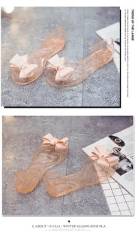 Women Sandals Open Toe Summer Jelly Shoes Woman Fashion Butterfly-knot Flat Sandals Women Beach Shoes Slip On Flip
