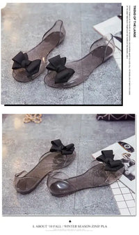Women Sandals Open Toe Summer Jelly Shoes Woman Fashion Butterfly-knot Flat Sandals Women Beach Shoes Slip On Flip