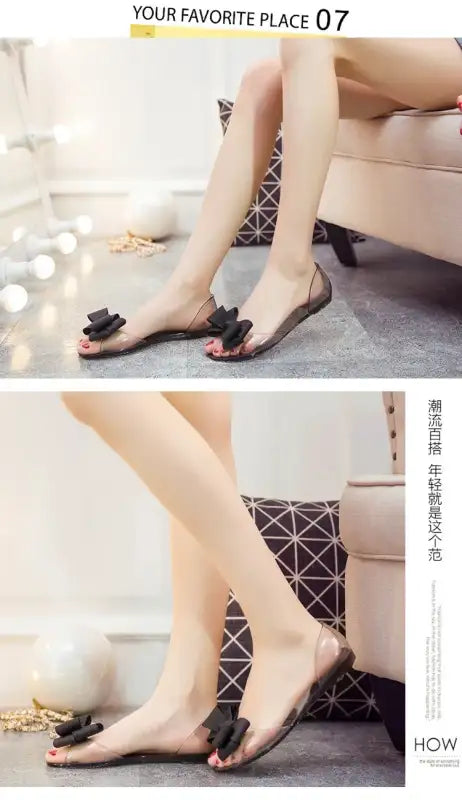 Women Sandals Open Toe Summer Jelly Shoes Woman Fashion Butterfly-knot Flat Sandals Women Beach Shoes Slip On Flip