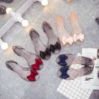 Women Sandals Open Toe Summer Jelly Shoes Woman Fashion Butterfly-knot Flat Sandals Women Beach Shoes Slip On Flip