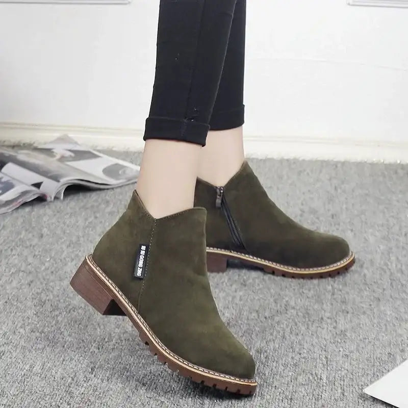 Autumn winter new boots female side ankle boots female low heel low tube student college style female ankle boots