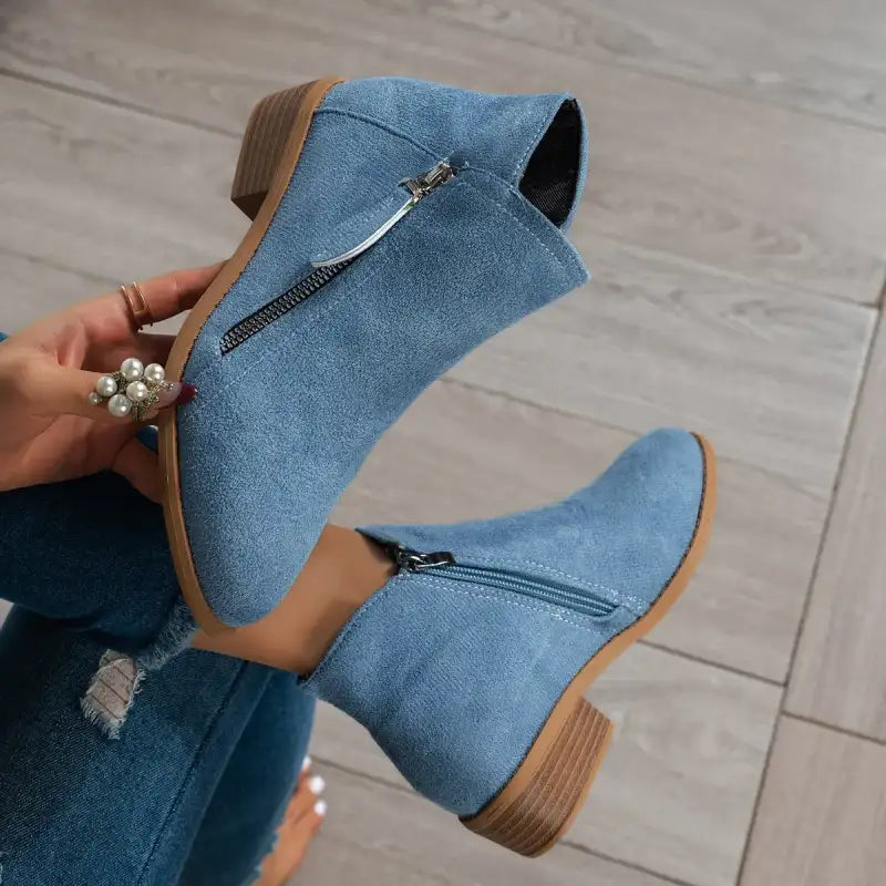 Suede Ankle Boots Female Autumn Winter Boots Low Heel Love