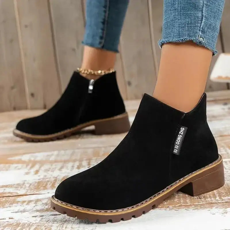Autumn winter new boots female side ankle boots female low heel low tube student college style female ankle boots