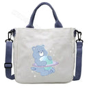 Canvas tote bag with bear graphic.