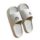 Pair of gray cartoon-patterned slide sandals.
