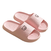 Pink bear-themed slide sandals.