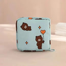 Women Sanitary Napkin Tampon Storage Bag Portable Waterproof Organizer Pouch Cartoon Pattern Sanitary Napkin Bag - Blue