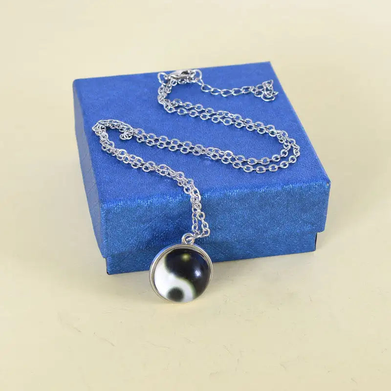 Celestial Yin Yang Nebula Silver Necklace Trendy Educational