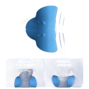 Blue neck stretching device.