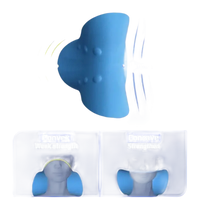 Blue neck stretching device.