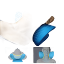 Blue cervical spine support.