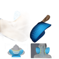 Blue cervical spine support.