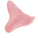 Pink, textured, triangular object.