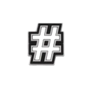 Hashtag symbol with black and white layers.