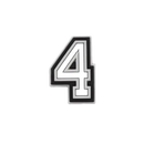 White number four with black and gray trim.