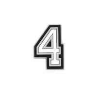 White number four with black and gray trim.