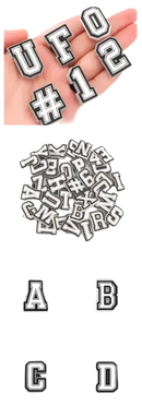 Black and white letter charms.