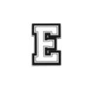 Black and white letter E.