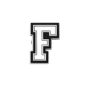 Black and white letter F charm.