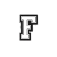 Black and white letter F charm.