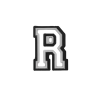 Letter ’R’ charm with layered design.