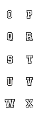 Varsity-style alphabet letters.