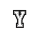 Letter Y with black and gray trim.
