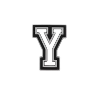 Letter Y with black and gray trim.