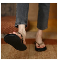Shoes Woman Trend Ladies Shoes New Fashion Metal Chain Women’s Slippers Summer Flat Casual Beach Flip Flops Women
