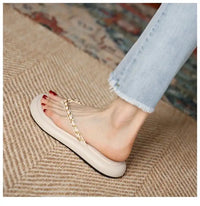 Shoes Woman Trend Ladies Shoes New Fashion Metal Chain Women’s Slippers Summer Flat Casual Beach Flip Flops Women