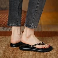 Shoes Woman Trend Ladies Shoes New Fashion Metal Chain Women’s Slippers Summer Flat Casual Beach Flip Flops Women