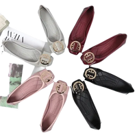 Arrangement of colorful ballet flats.