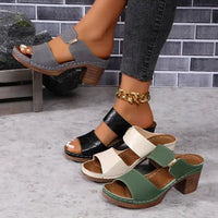 Women Summer Lightweight Hollow Sandals High Heels New Dress Chunky Open Toe Slippers Female 2024 Casual Slingback