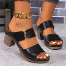 Women Summer Lightweight Hollow Sandals High Heels New Dress Chunky Open Toe Slippers Female 2024 Casual Slingback
