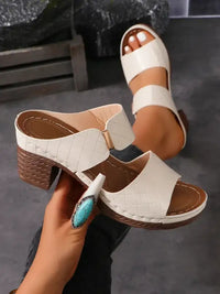 Women Summer Lightweight Hollow Sandals High Heels New Dress Chunky Open Toe Slippers Female 2024 Casual Slingback