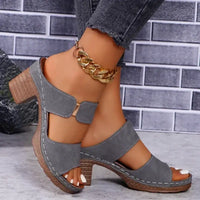 Women Summer Lightweight Hollow Sandals High Heels New Dress Chunky Open Toe Slippers Female 2024 Casual Slingback