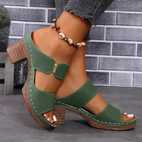 Women Summer Lightweight Hollow Sandals High Heels New Dress Chunky Open Toe Slippers Female 2024 Casual Slingback