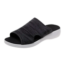 Gray knit slide sandal.