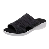 Gray knit slide sandal.