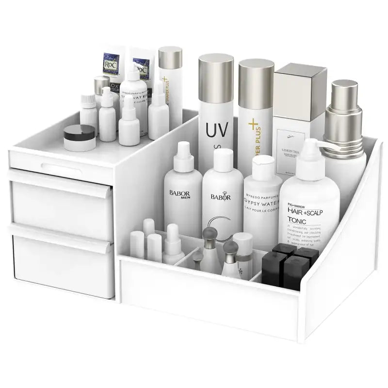 Chic White Makeup Organizer Box for Dorms