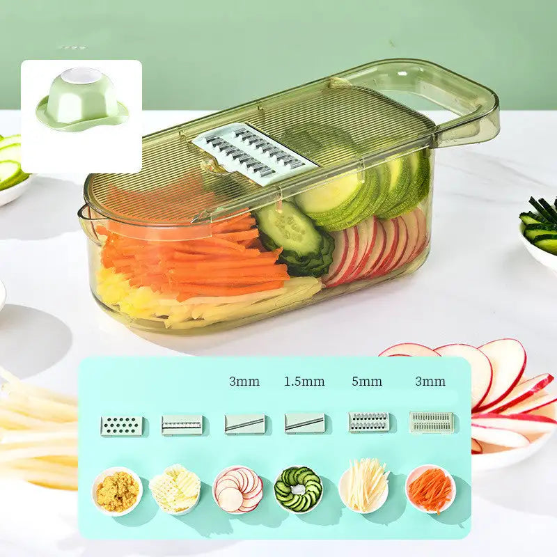 ClearCut Multi-Chef: Veggie & Fruit Slicer - Veneer cutter Drainage basket / 6blades
