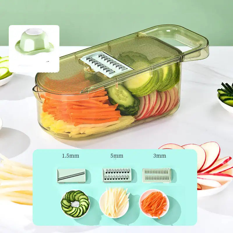 ClearCut Multi-Chef: Veggie & Fruit Slicer - Veneer cutter Drainage basket / 3blades