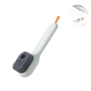 White cleaning brush with gray bristles.