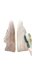 Before-and-after shoe cleaning.